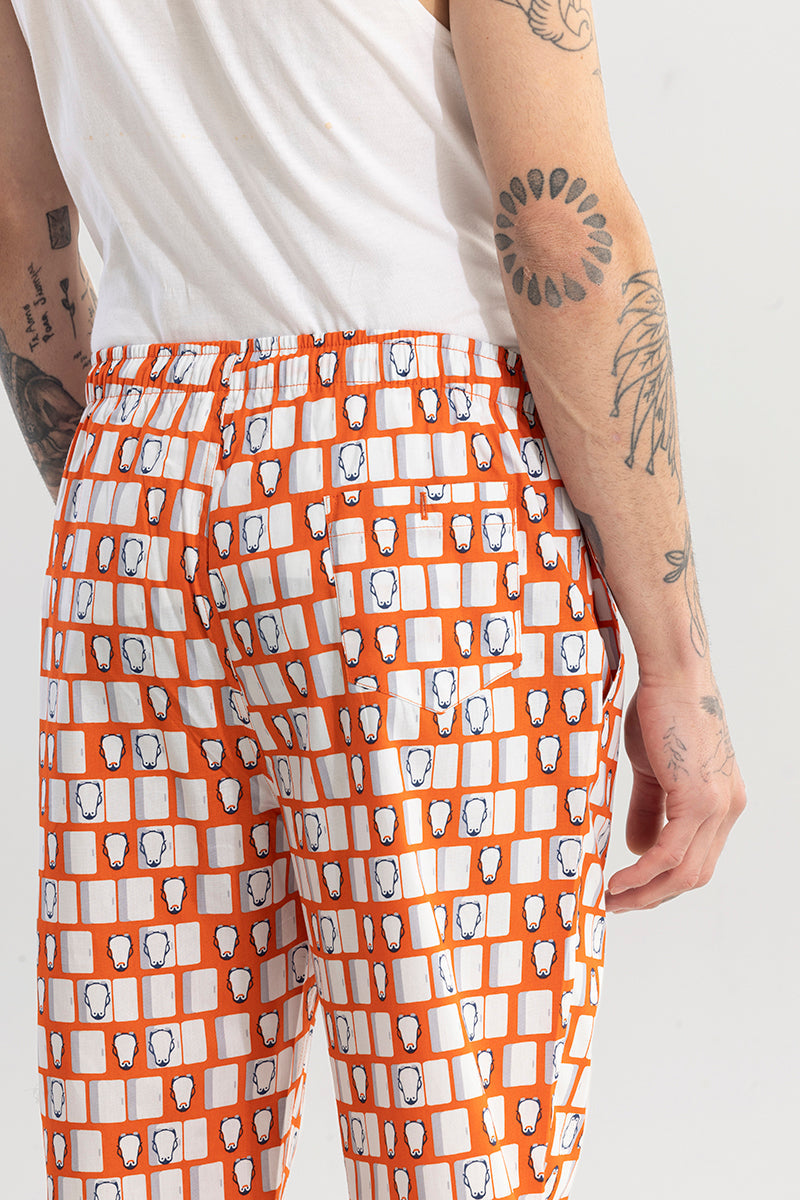 Penguin Print Orange Pyjama