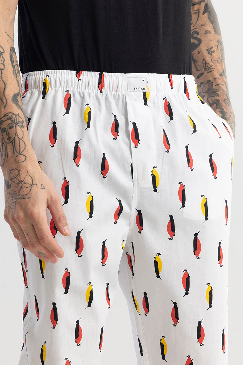 Penquin Print White Pyjama