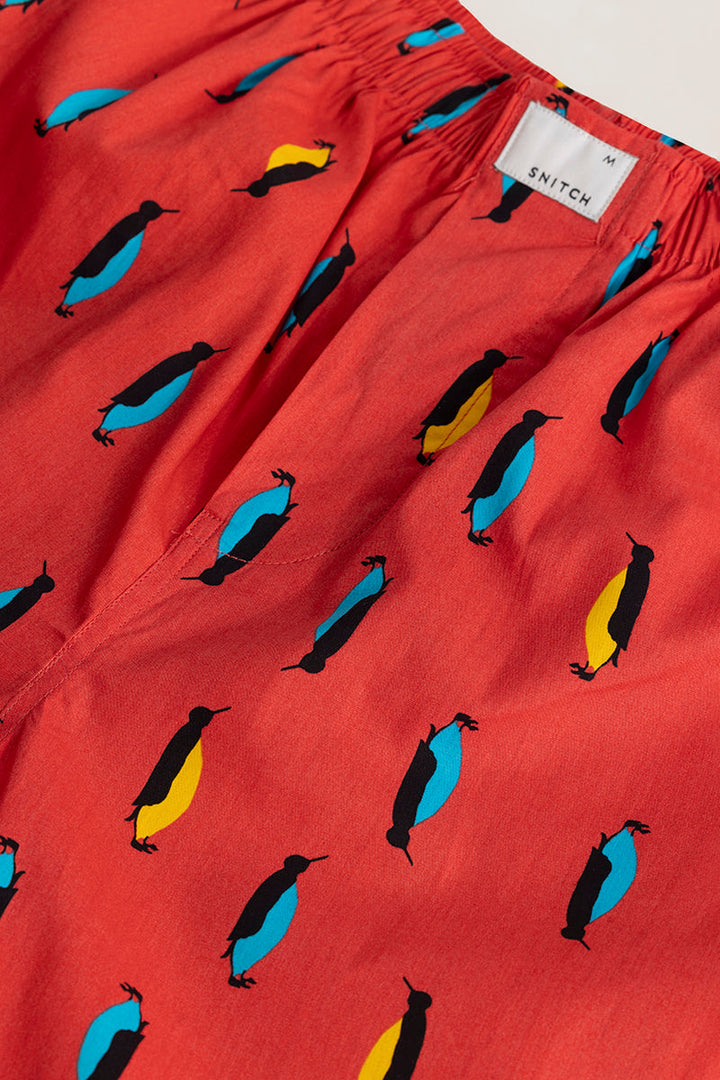 Penquin Print Red Pyjama