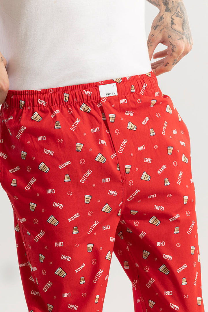 Chai Print Red Pyjama