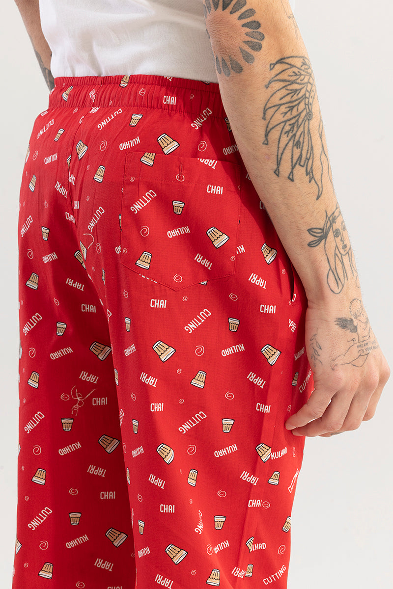 Chai Print Red Pyjama