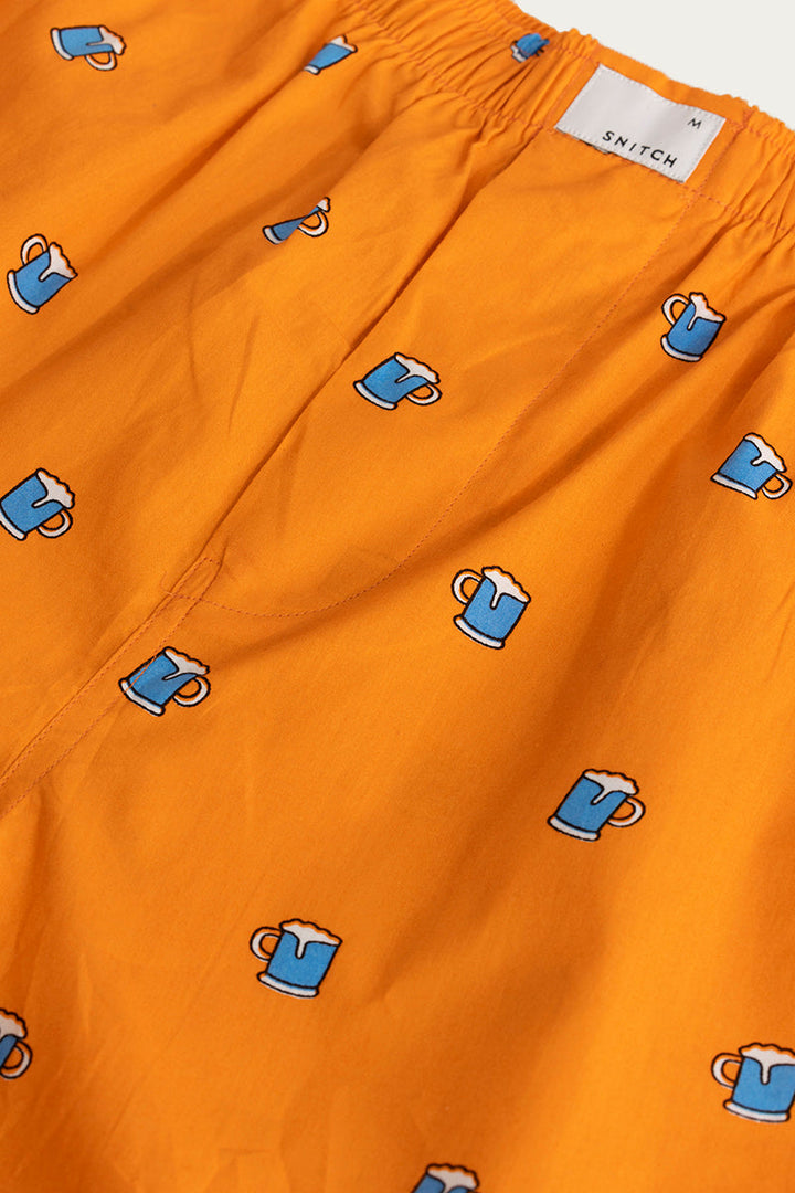 Beer Print Orange Pyjama