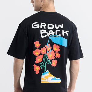 Grow Back Black Oversized T-Shirt
