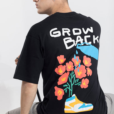 Grow Back Black Oversized T-Shirt