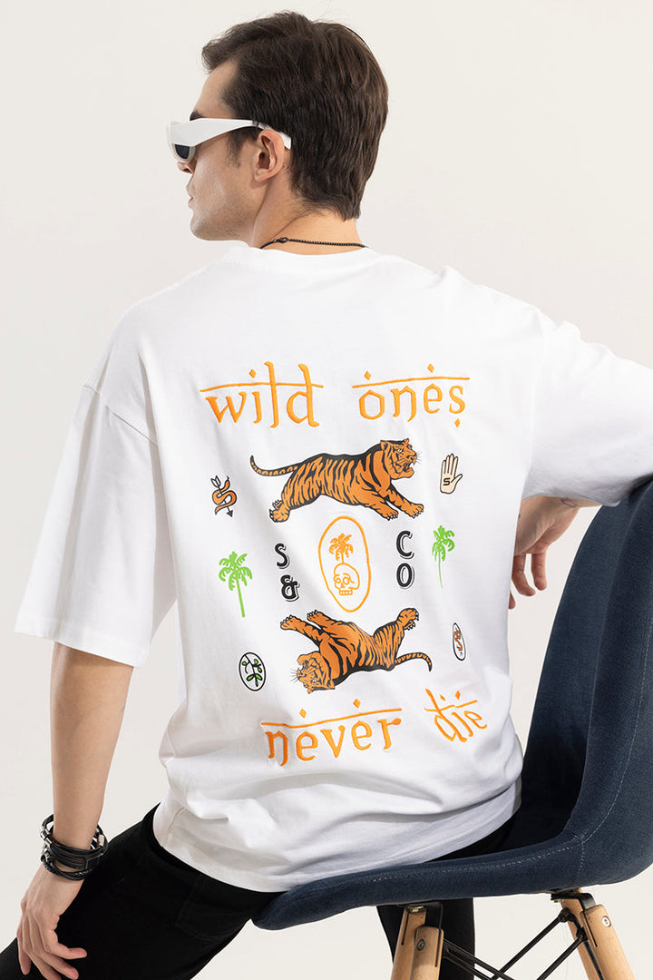 Wild Ones Never Die White Oversized T-Shirt