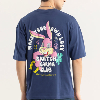 Make Your Own Luck Blue Oversized T-Shirt