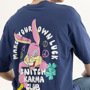 Make Your Own Luck Blue Oversized T-Shirt