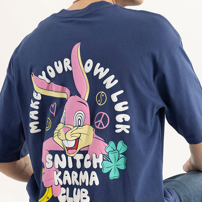 Make Your Own Luck Blue Oversized T-Shirt
