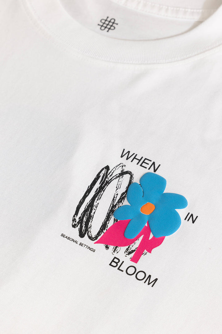 When In Bloom White Oversized T-Shirt