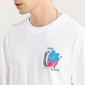 When In Bloom White Oversized T-Shirt