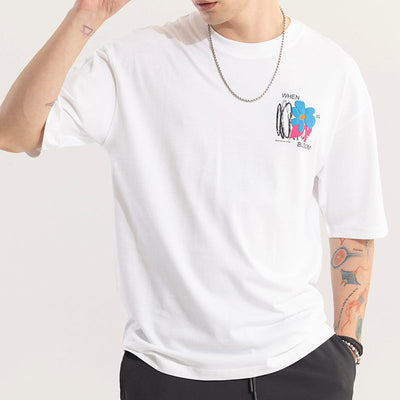 When In Bloom White Oversized T-Shirt