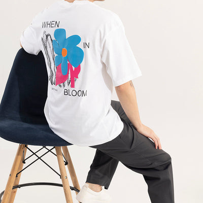 When In Bloom White Oversized T-Shirt