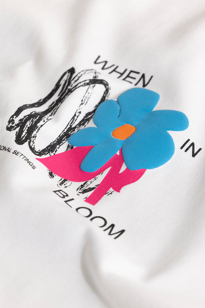 When In Bloom White Oversized T-Shirt