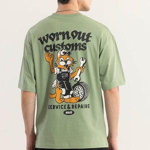 Worn Out Customs Green Oversized t-Shirt