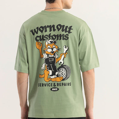 Worn Out Customs Green Oversized t-Shirt
