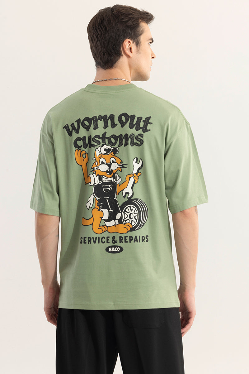Worn Out Customs Green Oversized t-Shirt