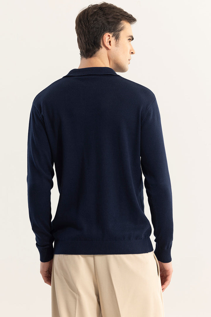 EliteEdge Navy Full Sleeve Polo