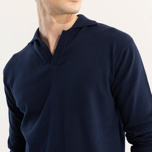EliteEdge Navy Full Sleeve Polo