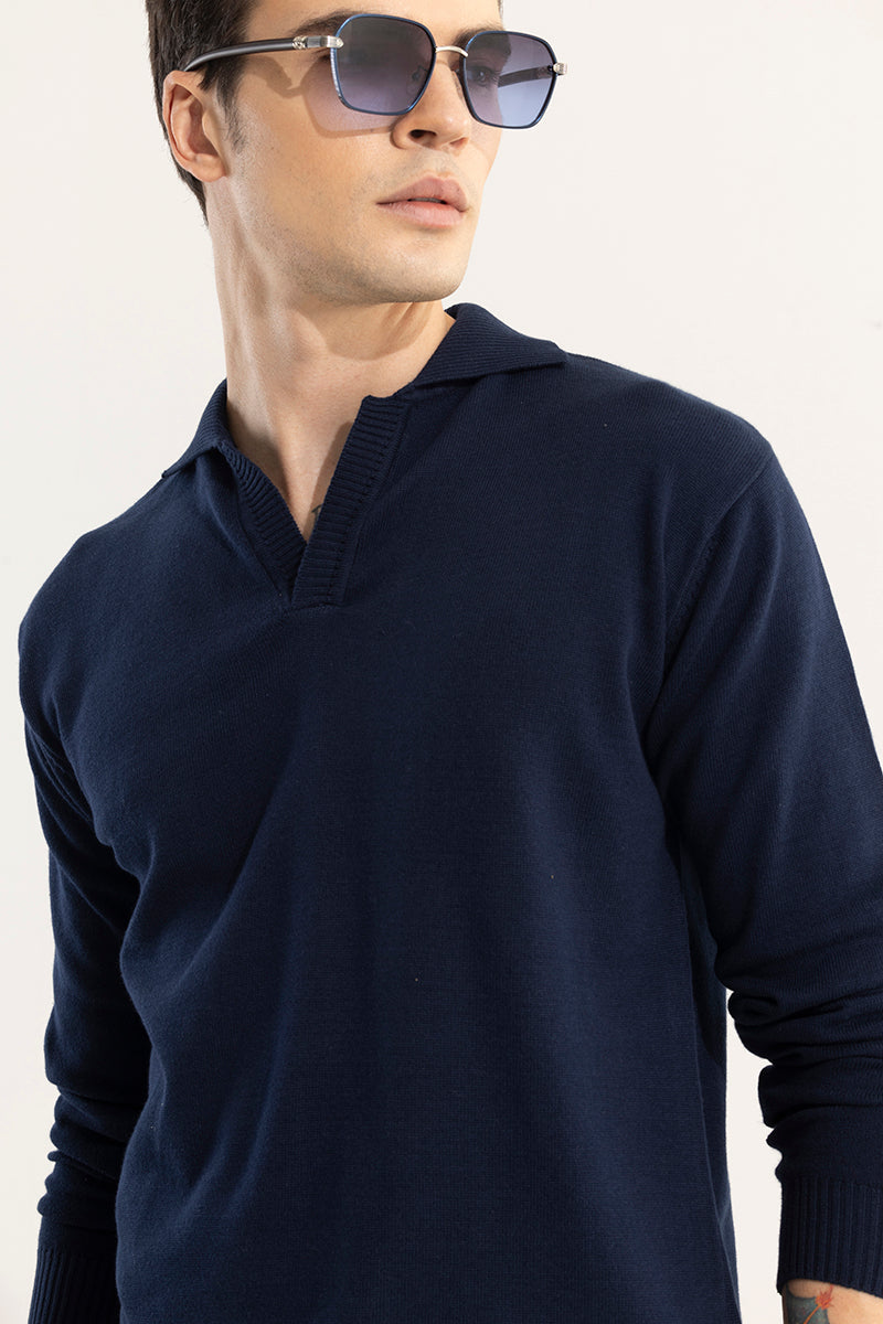 EliteEdge Navy Full Sleeve Polo