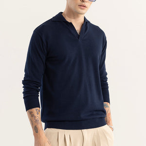 EliteEdge Navy Full Sleeve Polo