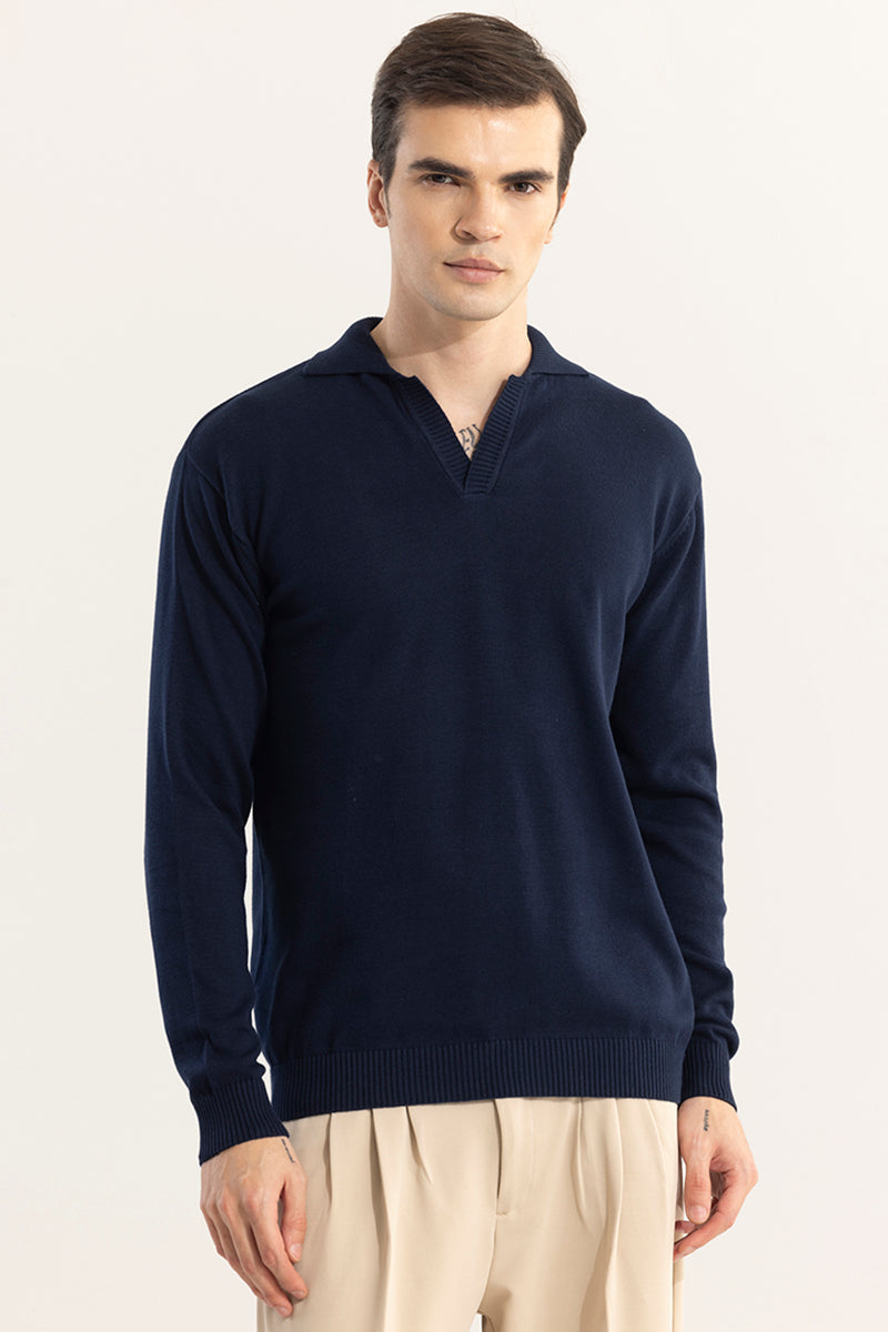 EliteEdge Navy Full Sleeve Polo