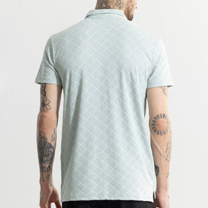 Quad Zig Mint Green Polo T-Shirt