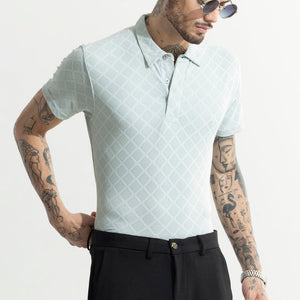 Quad Zig Mint Green Polo T-Shirt