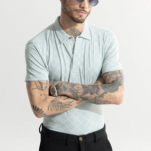 Quad Zig Mint Green Polo T-Shirt