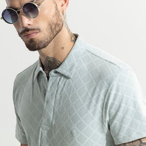 Quad Zig Mint Green Polo T-Shirt