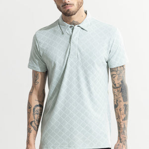 Quad Zig Mint Green Polo T-Shirt