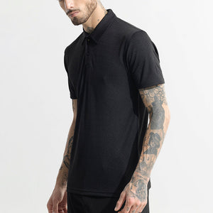 Triline Knit Black Polo T-Shirt