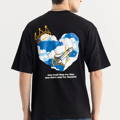 One Small Step Black Oversized T-Shirt