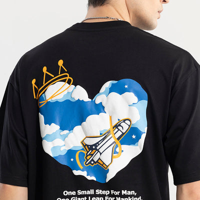 One Small Step Black Oversized T-Shirt