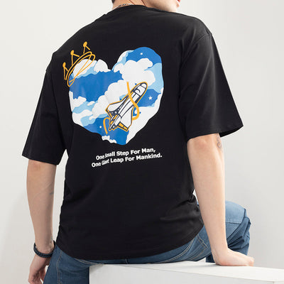 One Small Step Black Oversized T-Shirt