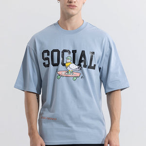 Social Blue Oversized T-Shirt
