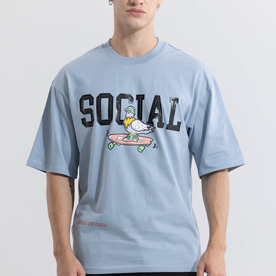 Social Blue Oversized T-Shirt