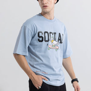 Social Blue Oversized T-Shirt