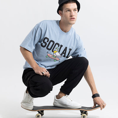 Social Blue Oversized T-Shirt