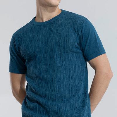 Smooth Knit Teal Blue T-Shirt