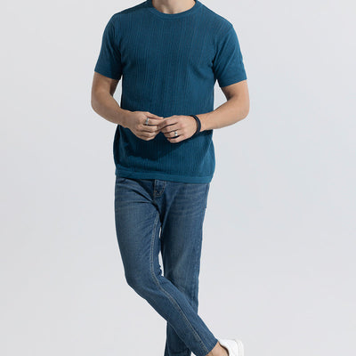 Smooth Knit Teal Blue T-Shirt