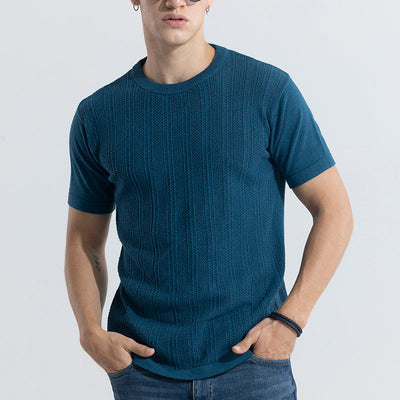 Smooth Knit Teal Blue T-Shirt