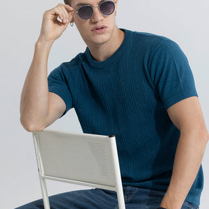 Smooth Knit Teal Blue T-Shirt