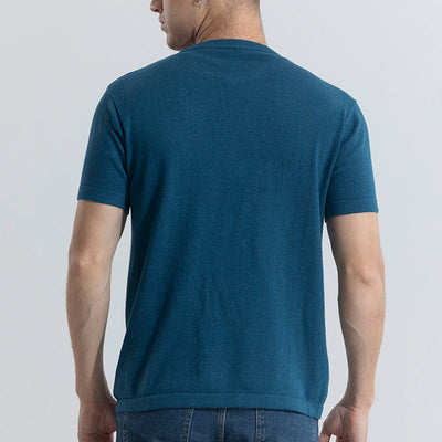 Smooth Knit Teal Blue T-Shirt