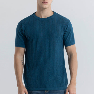 Smooth Knit Teal Blue T-Shirt