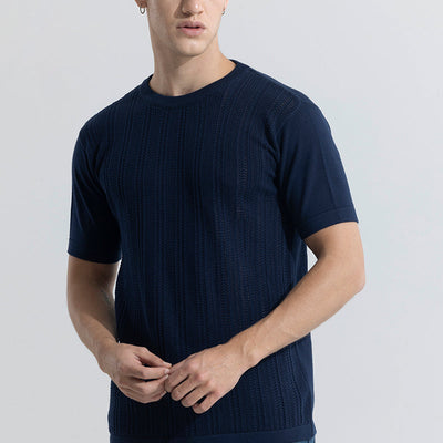 Smooth Knit Navy T-Shirt