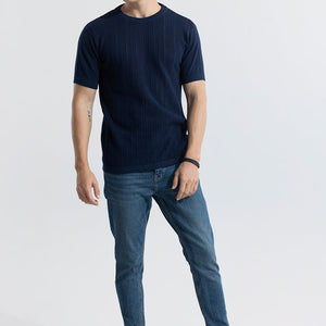 Smooth Knit Navy T-Shirt