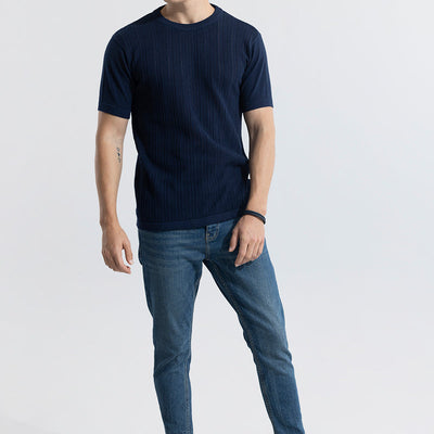 Smooth Knit Navy T-Shirt