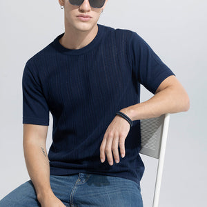 Smooth Knit Navy T-Shirt