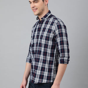 Men Navy Standard Fit Checkered Casual Shirt