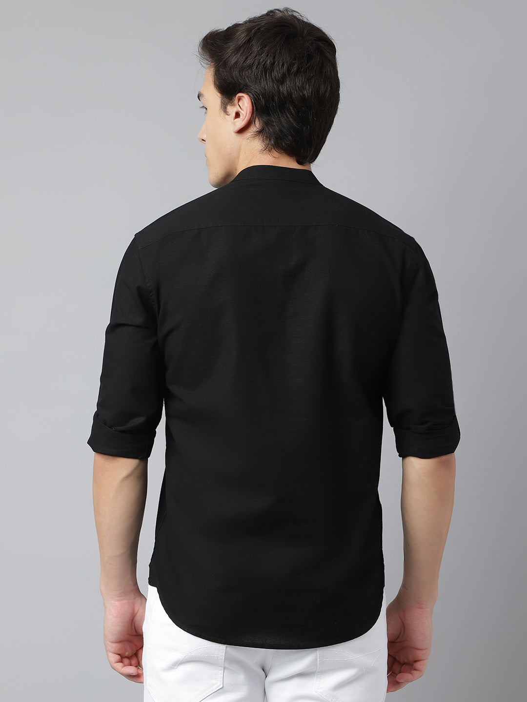 Men Black Standard Fit Solid Kurta